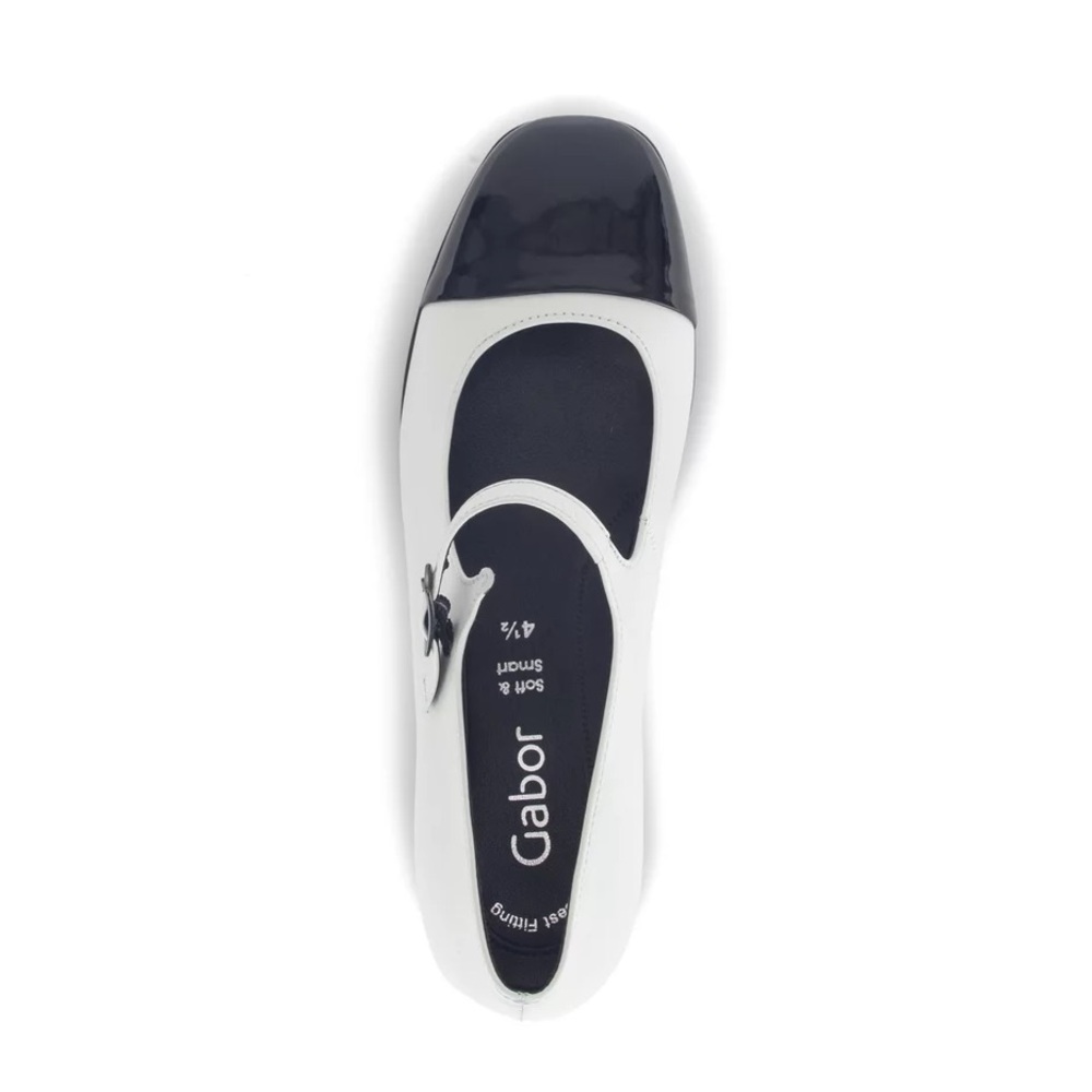 NWT GABOR US6 Mary Jane Block Heel Shoes Black White Leather Buckle - US 6 - Picture 2 of 16